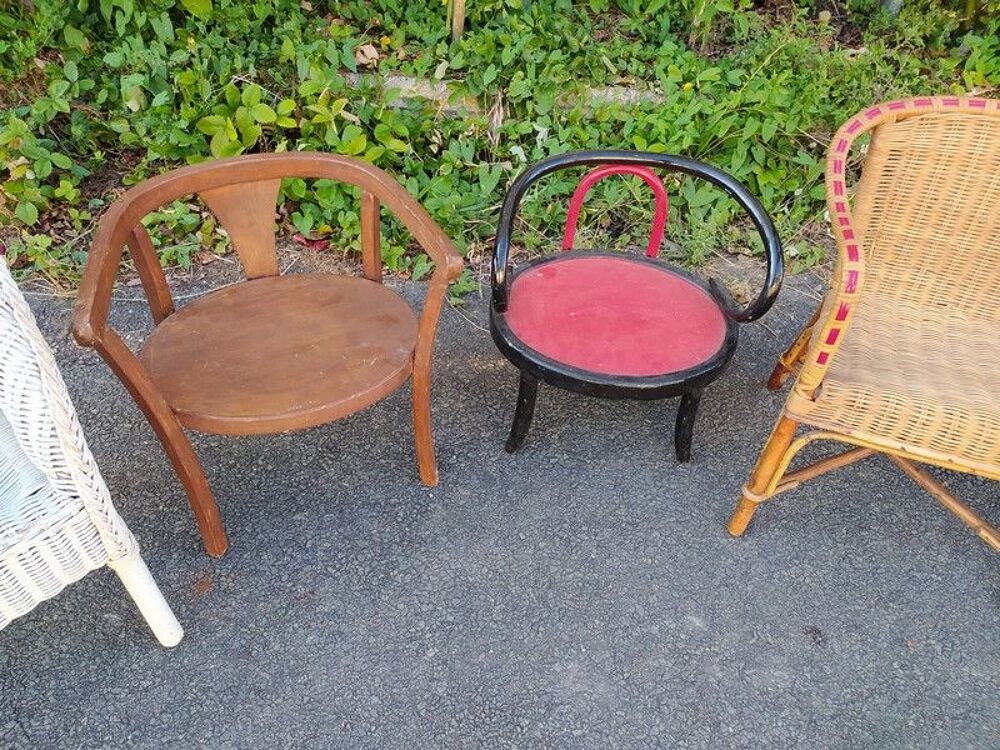 Chaises Enfant Rotin Osier Bois Courb&eacute; Vintage Meubles