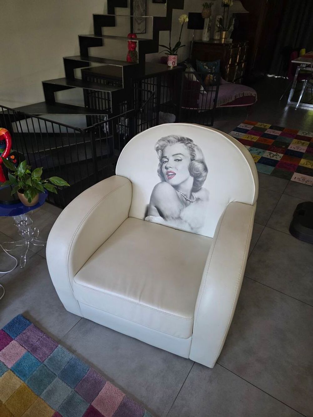Fauteuil en cuir blanc Marylin Monroe Meubles