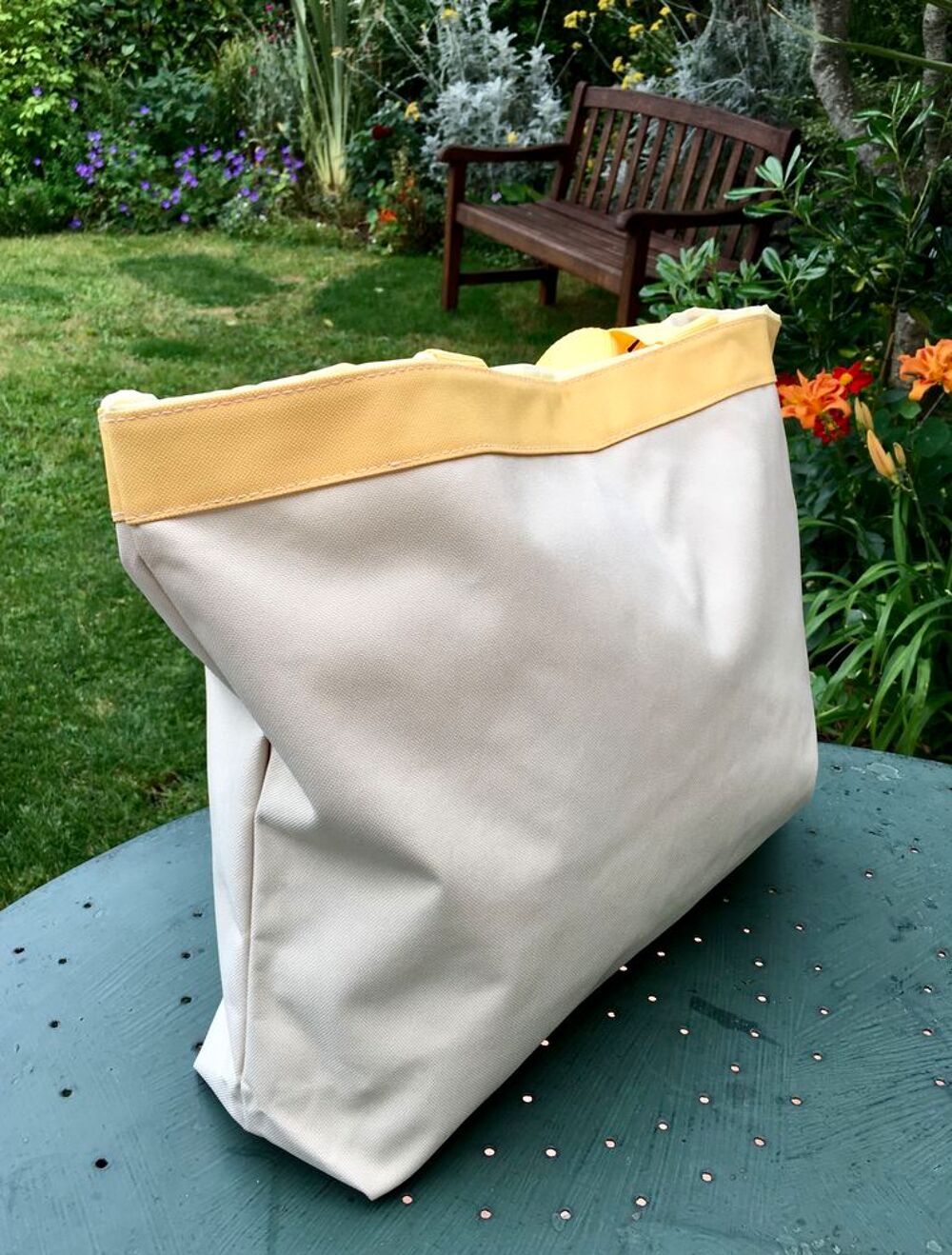 Sac cabas NEUF, Sac fourre-tout, Sac de plage; toile beige Maroquinerie