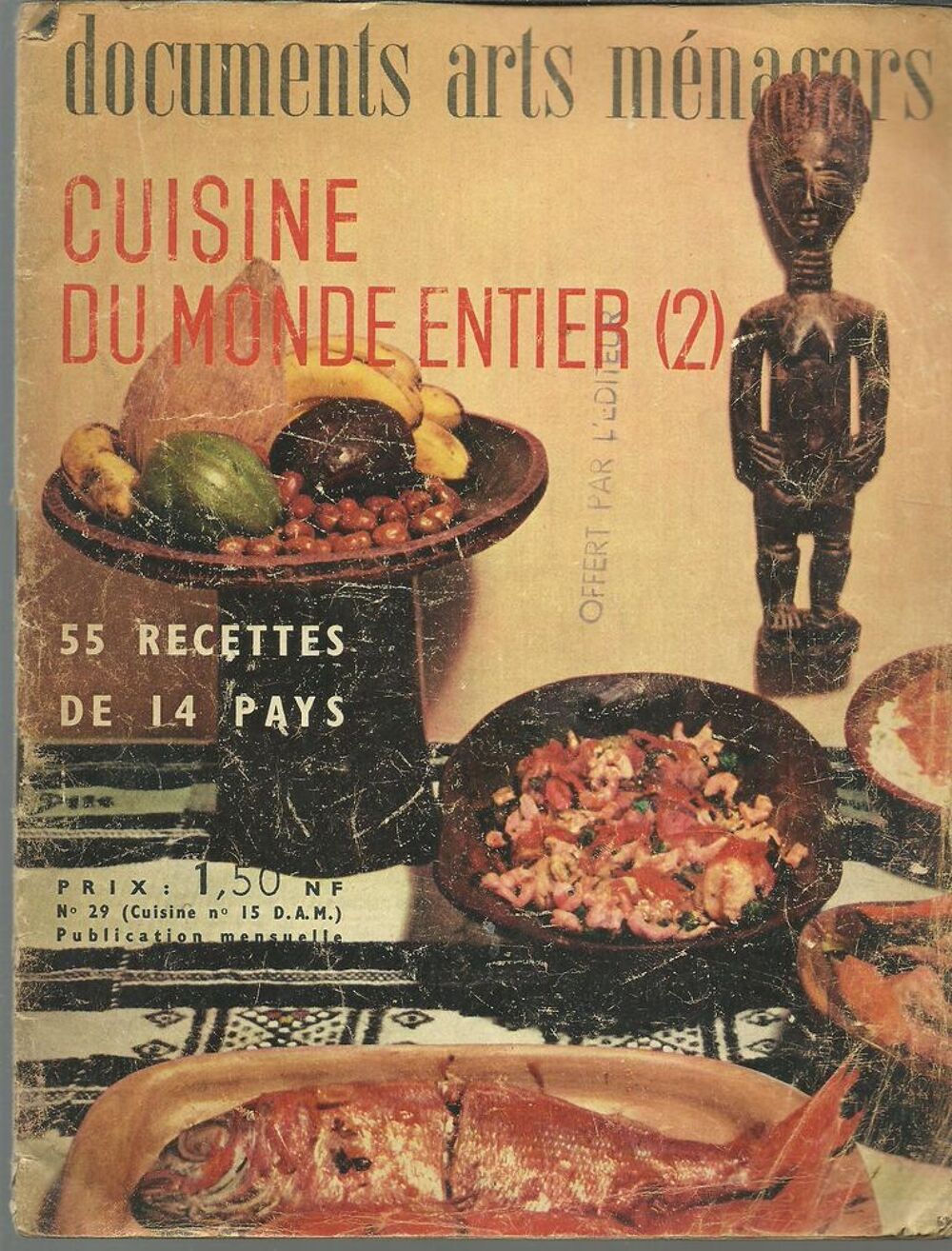 Cuisine du monde entier DOCUMENTS ARTS MENAGERS n&deg; 29 - 1961 Livres et BD