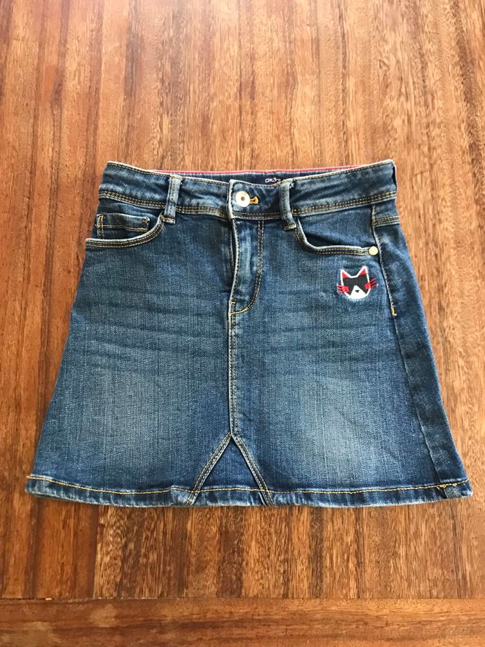 Jupe en jean enfant fille " Okaidi " motif chat Vêtements enfants