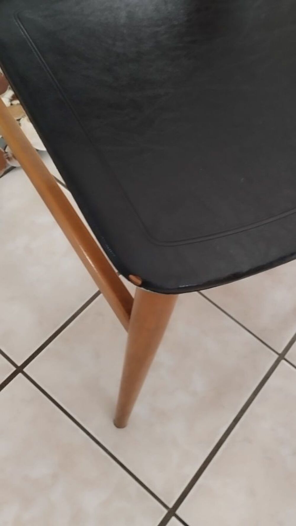 6 Chaises Vintage bois-simili cuir Meubles