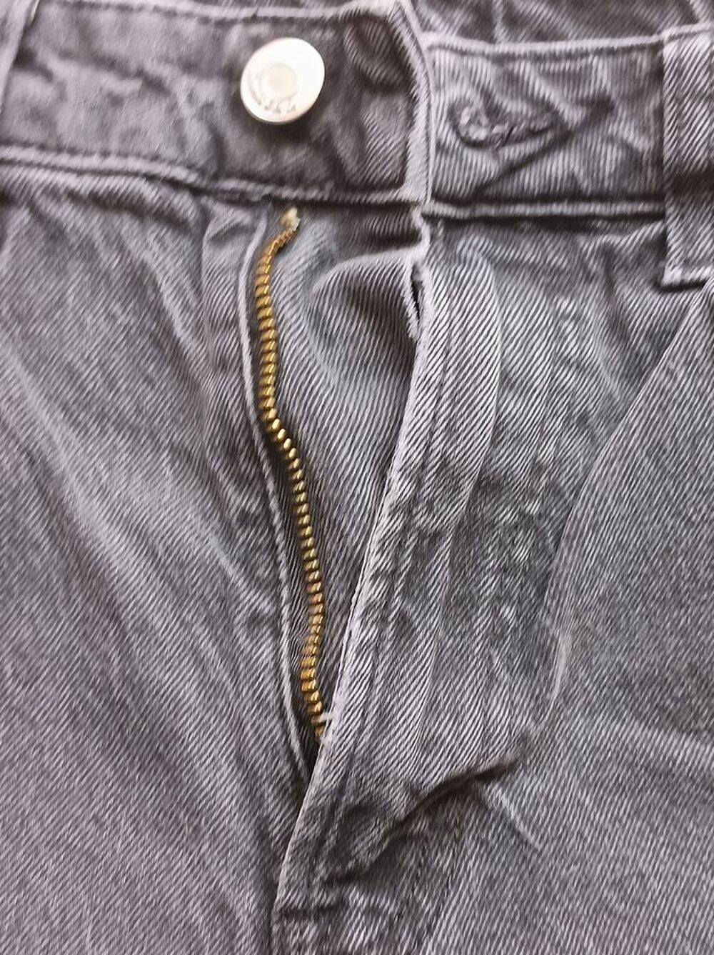 Jean H&amp;M Gris clair Vintage Straight High Waist - T38 - TBE Vêtements