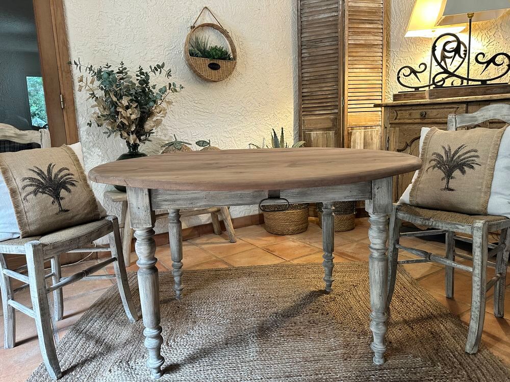 SUPERBE TABLE ANCIENNE RABATTABLE EN BOIS ET PATINE Meubles