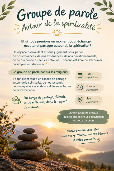 ? Groupe de parole ? Autour de la spiritualit&eacute; ? 0 18000 Bourges