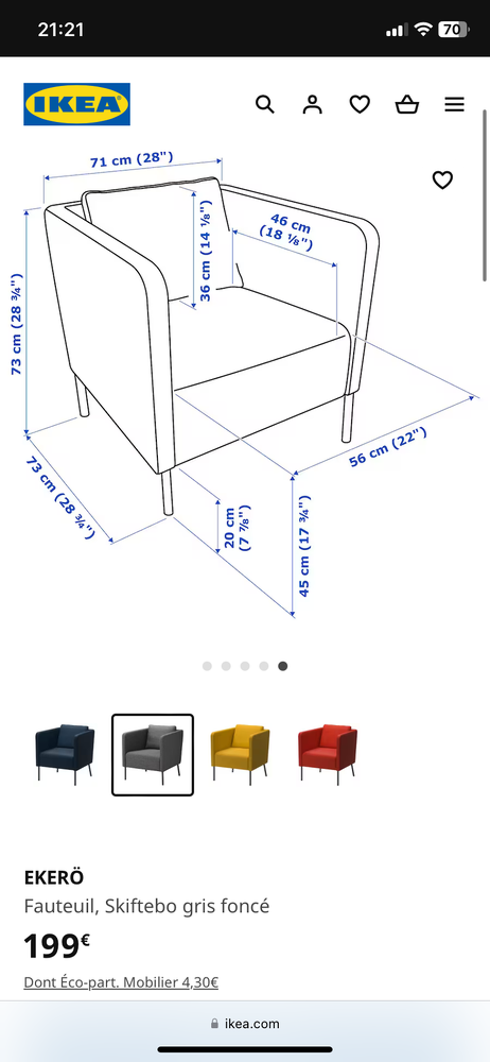 Fauteuil Eker&ouml; IKEA gris fonc&eacute; Meubles