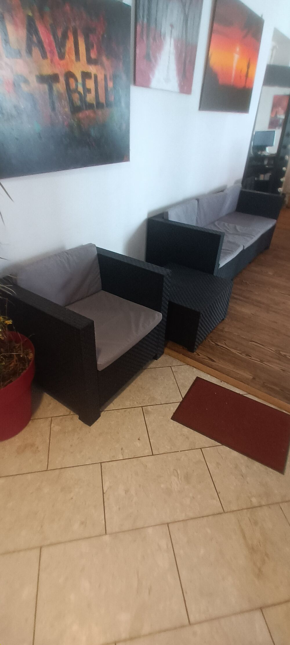 Ensemble banquette, fauteuil, table pour jardin ou terrasse Jardin