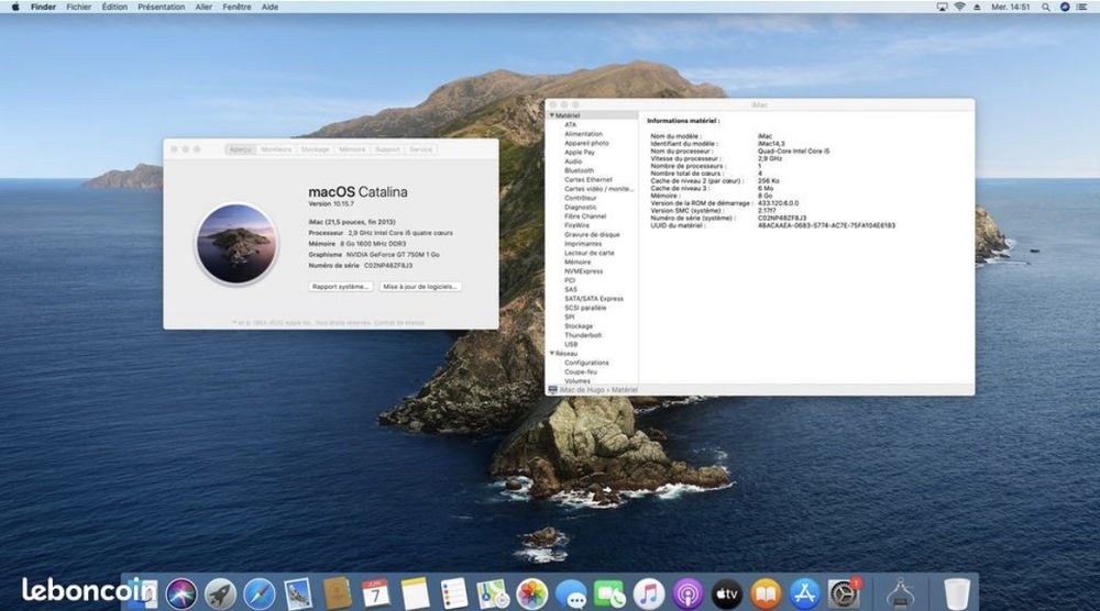 Imac 21,5 pouces fin 2013 Matériel informatique