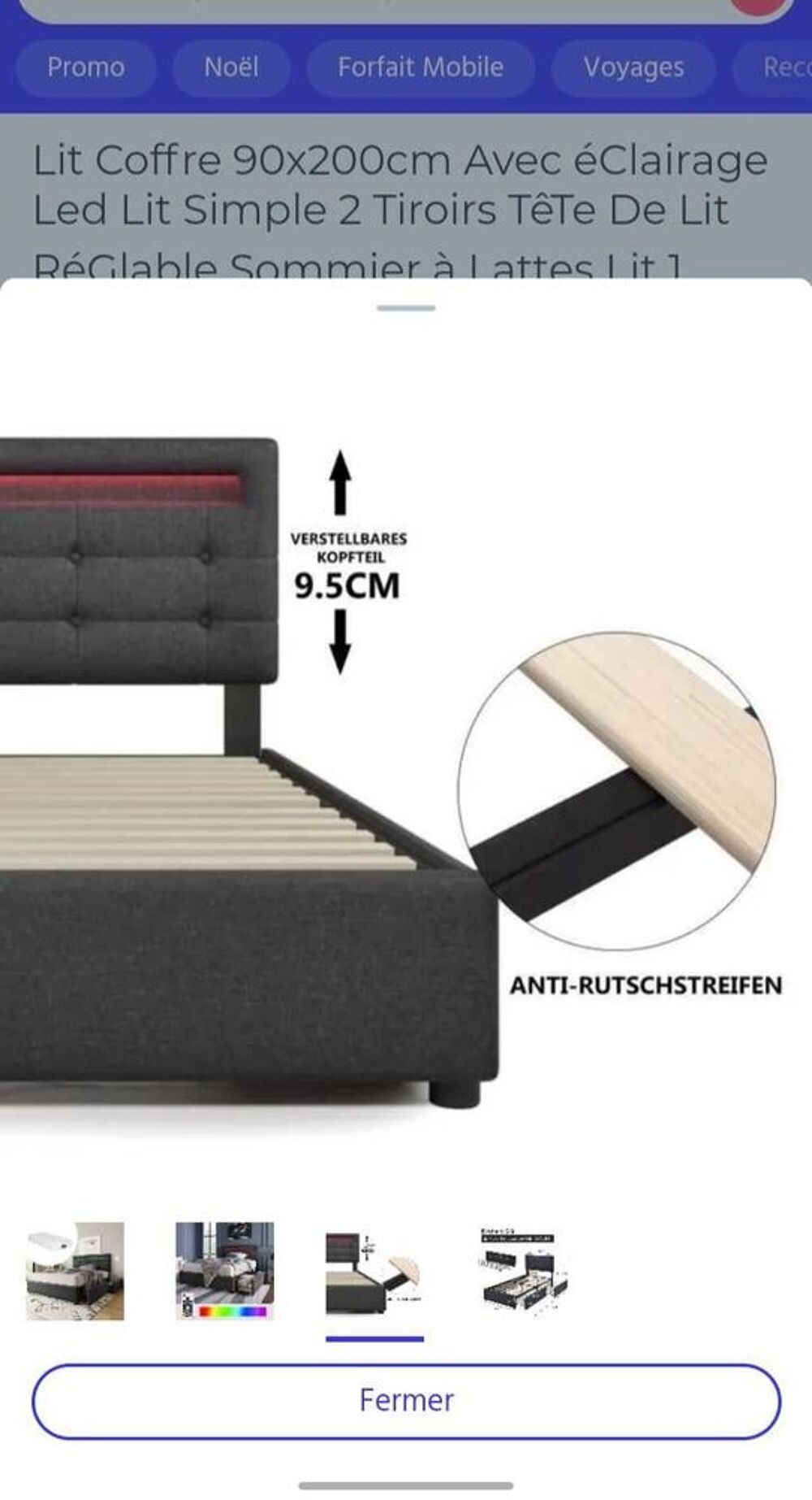 lit led multicolores avec sommier &agrave; lattes 200 x 90 Meubles