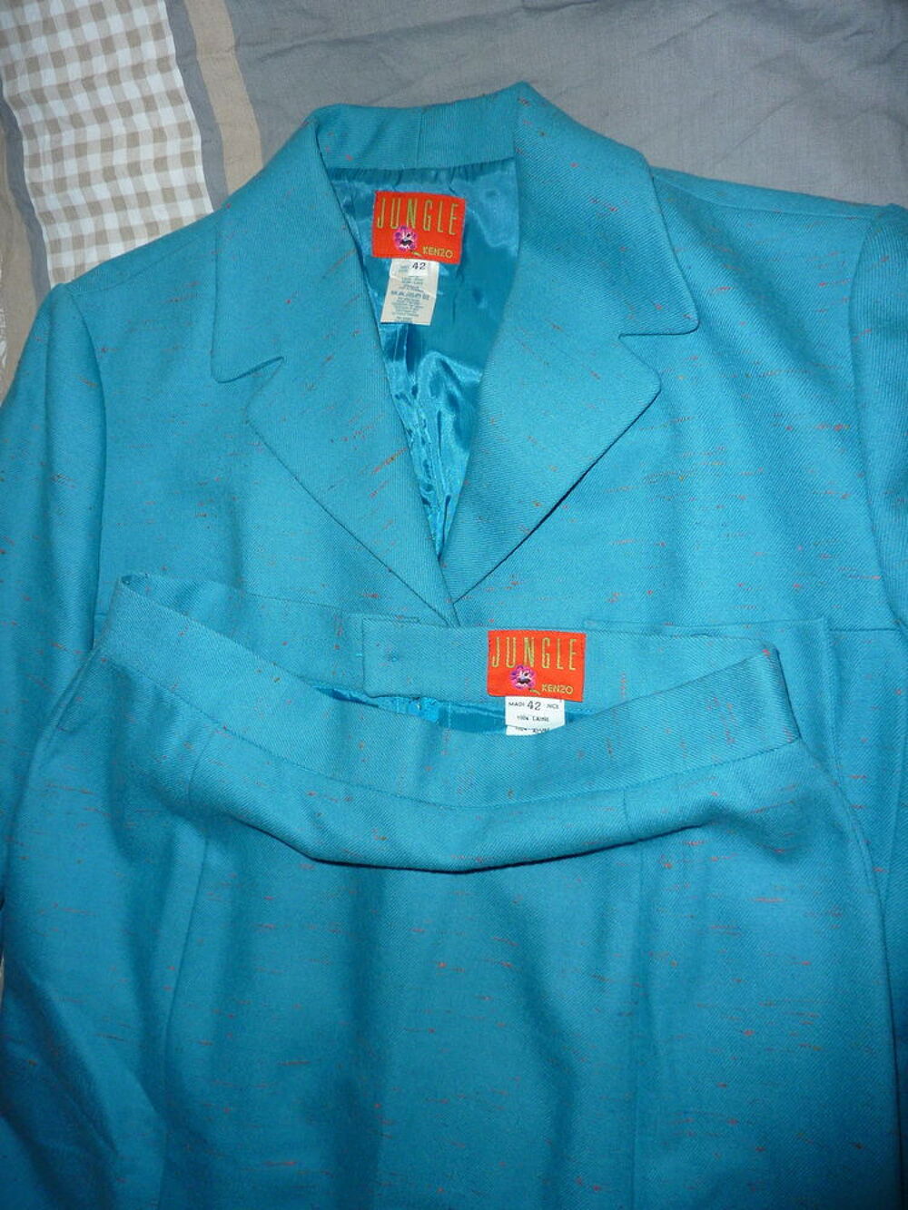 Ensemble veste et jupe Kenzo Jungle bleu turquoise taille 42 Vêtements
