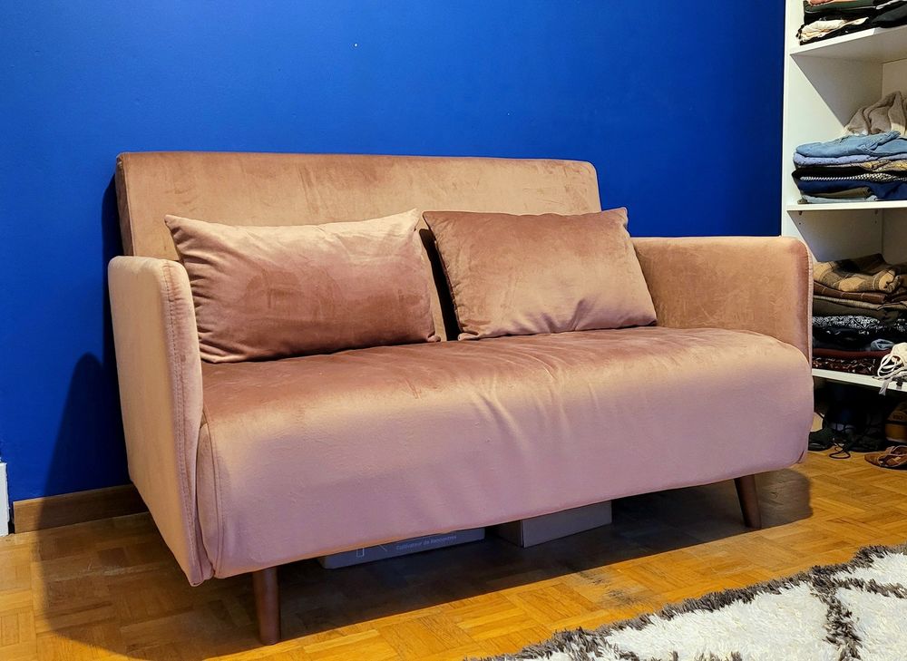 Canap&eacute; convertible rose DRAWER neuf Meubles
