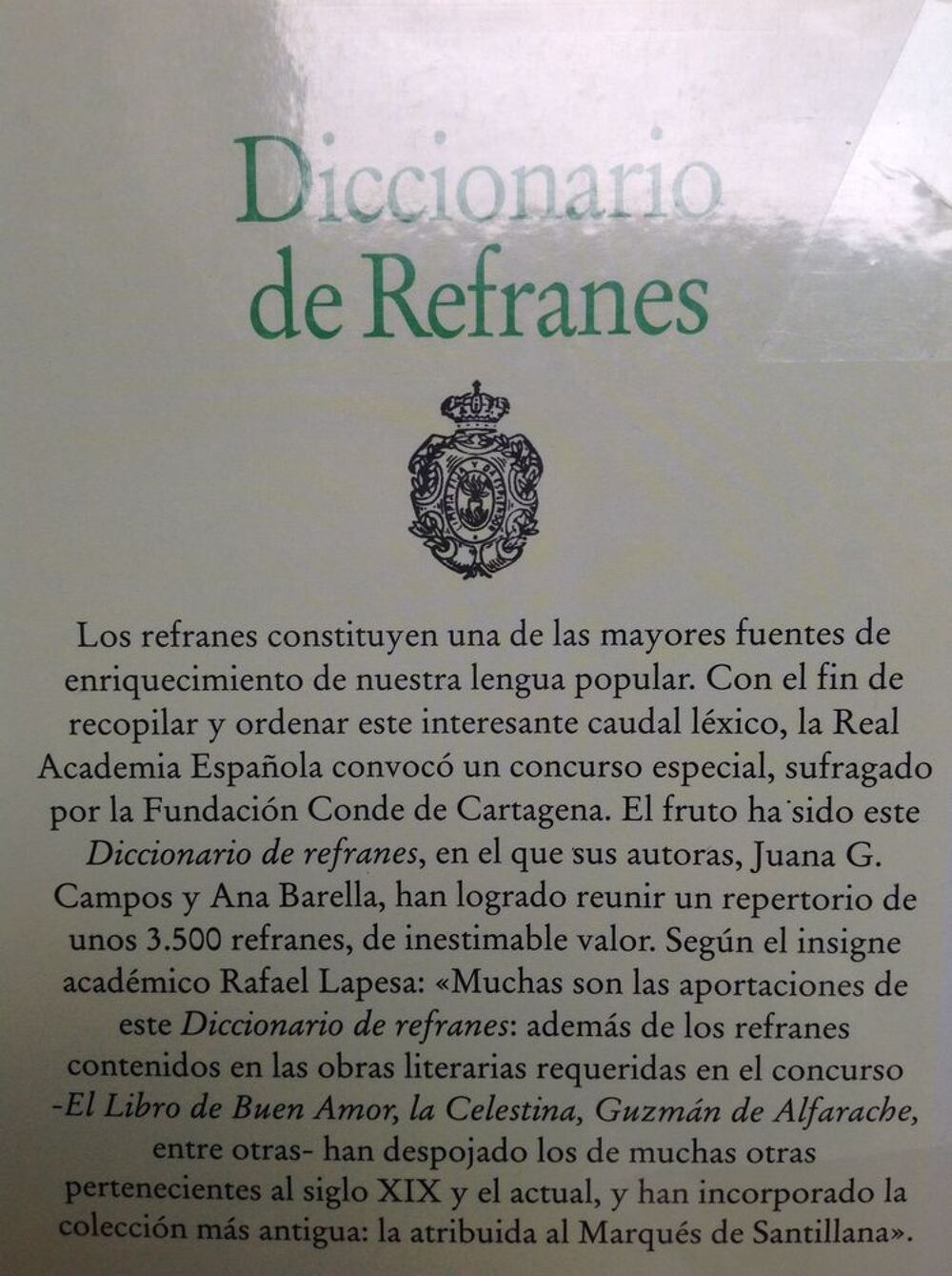 DICCIONARIO DE REFRANES JUANA G.CAMPOS ANA BARELLA Envoi Pos Livres et BD