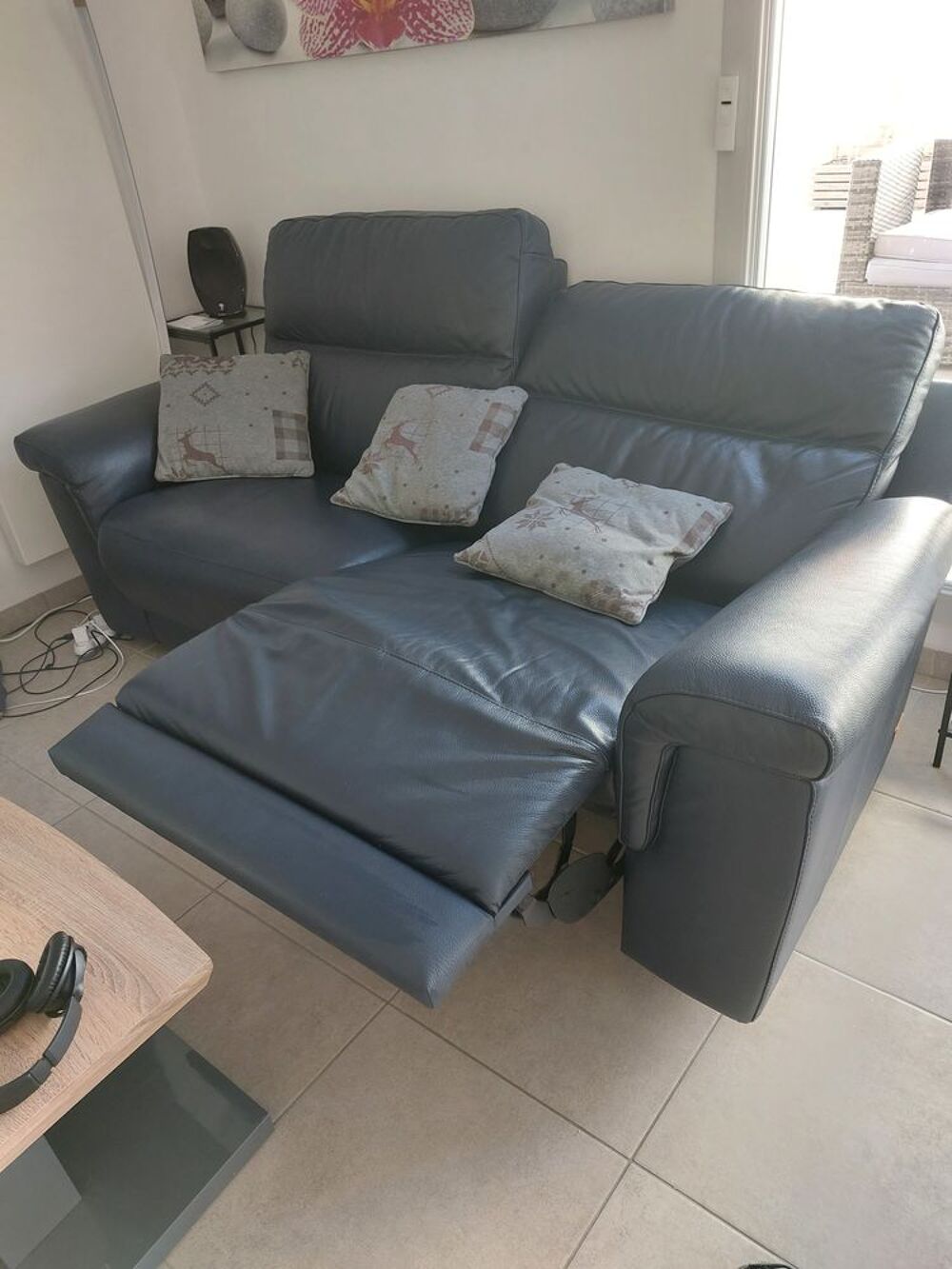 canap&eacute; cuir bleu Meubles