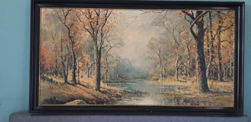 TABLEAU PEINTURE SUR TOILE MONTE SUR CADRE BOIS - Décoration