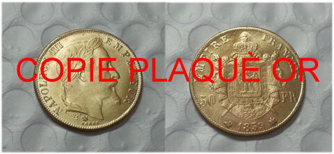 RPLIQUE PLAQU OR 50 FRANCS 1859 NAPOLON III EMPEREUR  0 Hautmont (59)