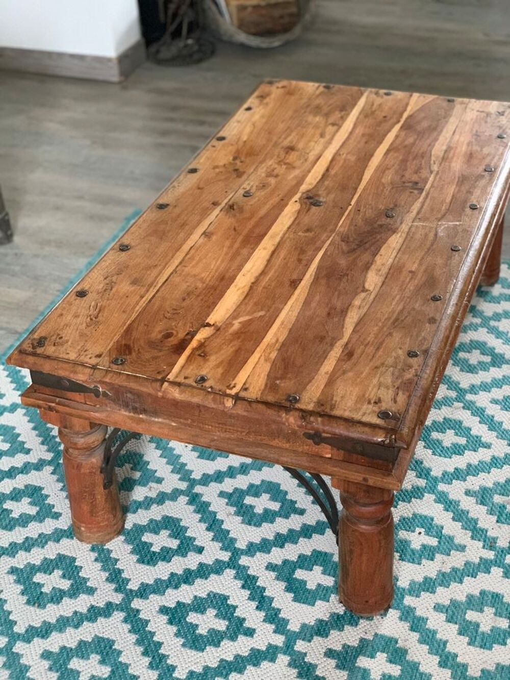 Table basse style colonial ancien en Tek 40X60X110cm Meubles