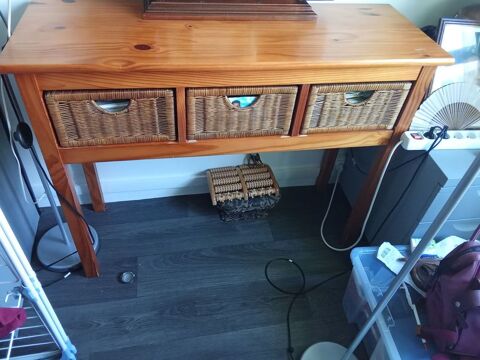 Meuble desserte bois 3 tiroirs en osiers 40 La Machine (58)