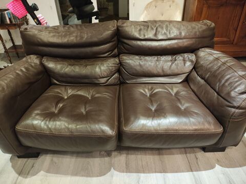Canapé en cuir marron Roche Bobois 100 St Victor Sur Loire (42)