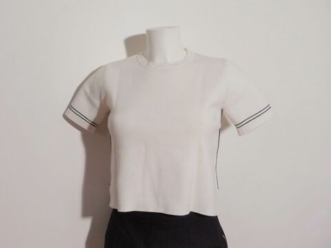 Top/ Pull Court Blanc à 2 Bandes Marine- Taille S- Zara  15 Paris 15 (75)