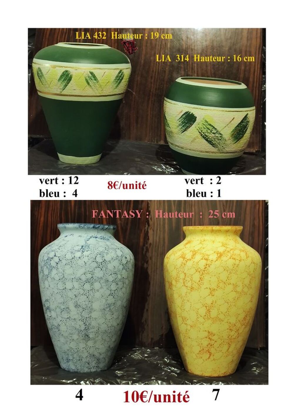 127 Vases d&eacute;coratif en c&eacute;ramique 1000€ Décoration