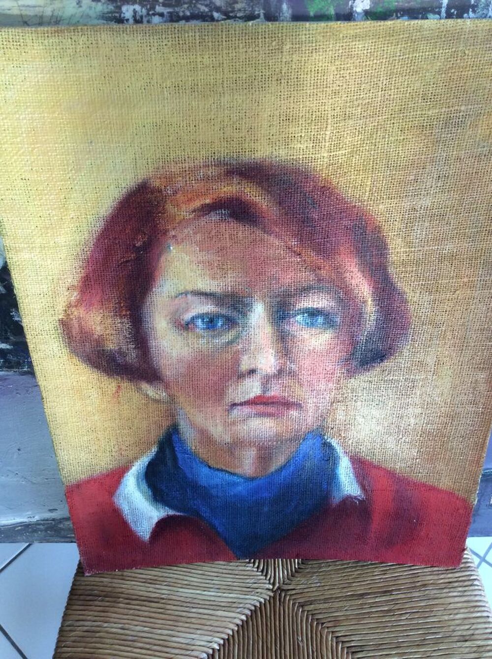 Peintures sur carton Cl&eacute;o 94 sc&egrave;ne de rue et auto portrait Décoration