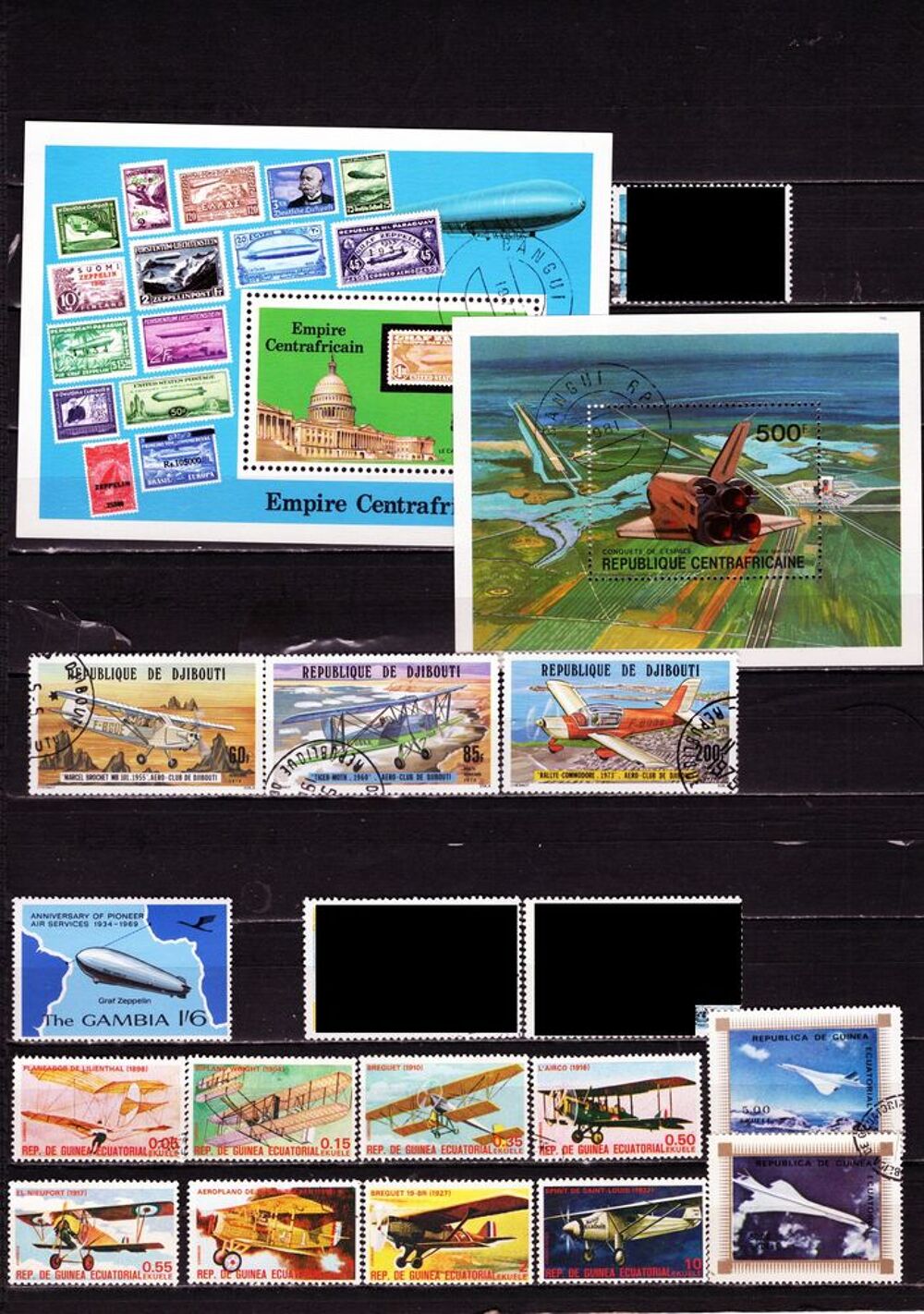 lot de 22 timbres d'AFRIQUE sur les TRANSPORTSAERIENS 