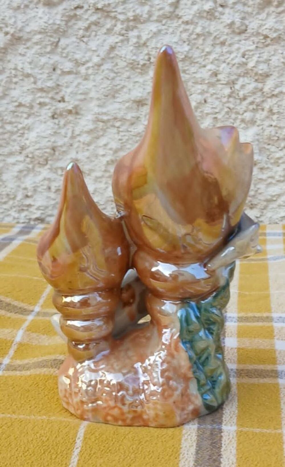 
Double Vase en Forme de Coquillages avec Dauphins H.14,5 cm Décoration