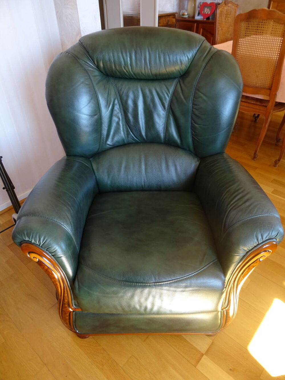 2 fauteuils cuir vert Meubles