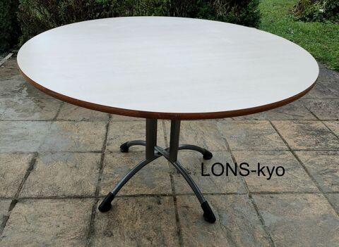 Table ronde collectivit 120 cm, blanc gris bois mtal 43 Lons-le-Saunier (39)
