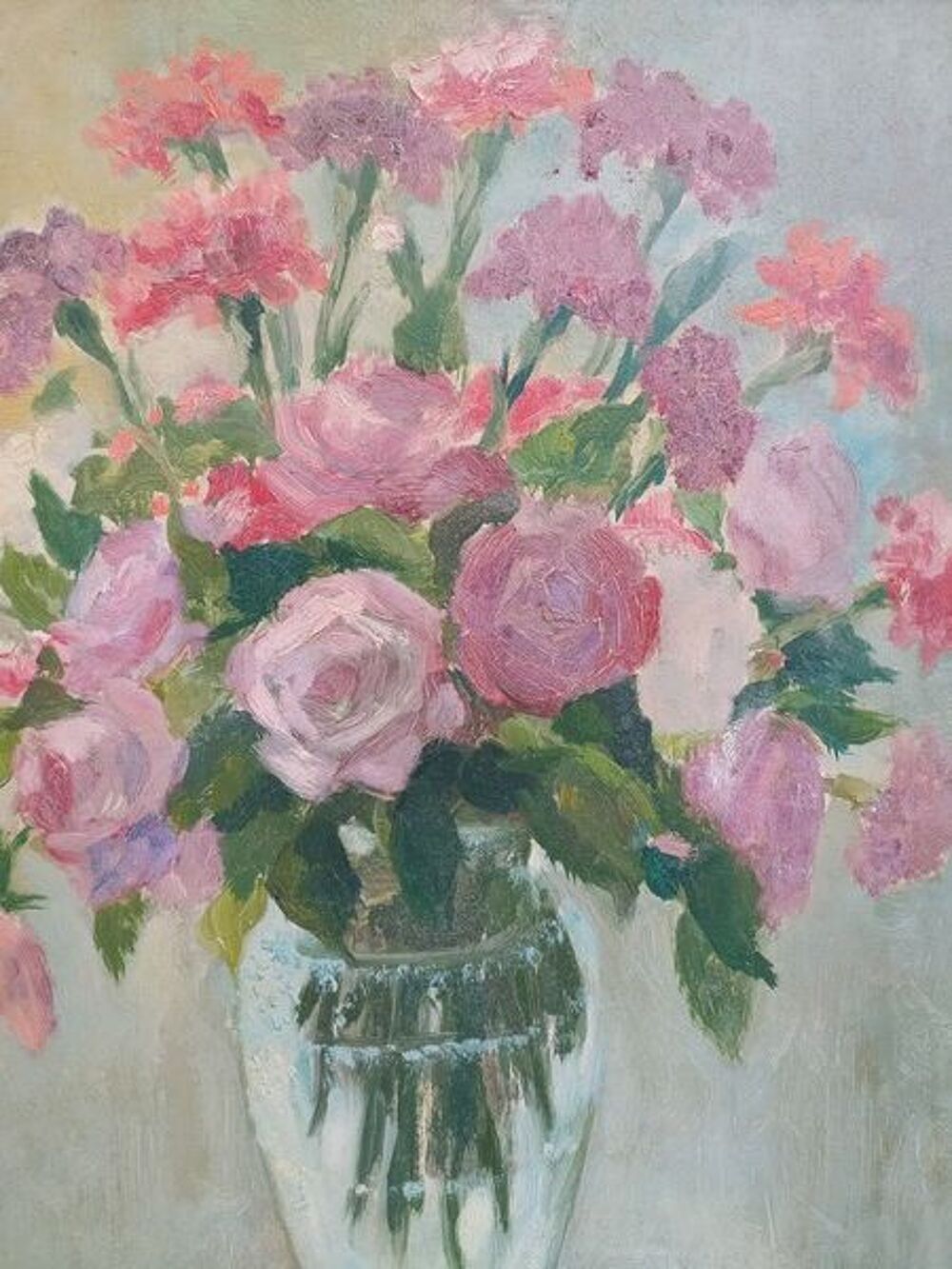 Tableau Bouquet Fleurs Roses Oeillets Cadre Montparnasse 
Décoration
