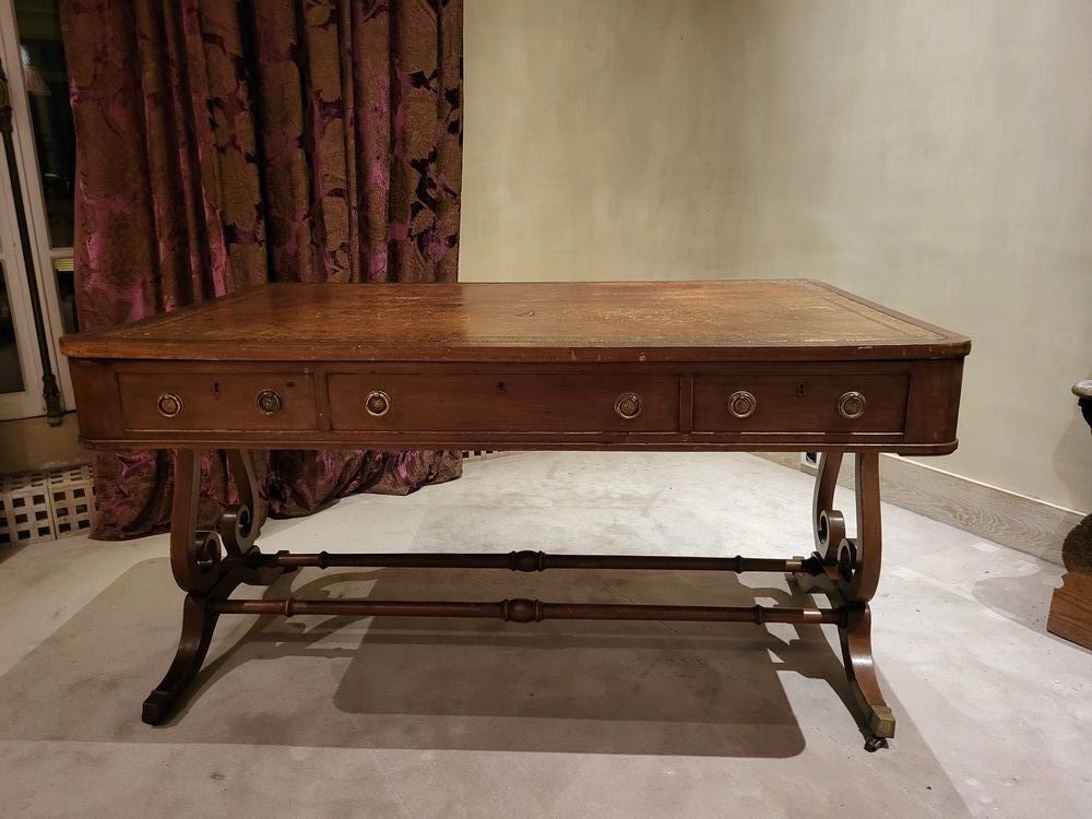 beau bureau anglais fin 19 &egrave;me Regency double face Meubles