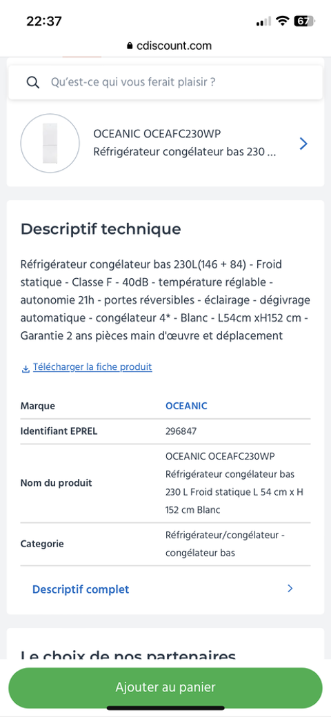 frigidaire/conglateur combin 120 Marseillan (34)