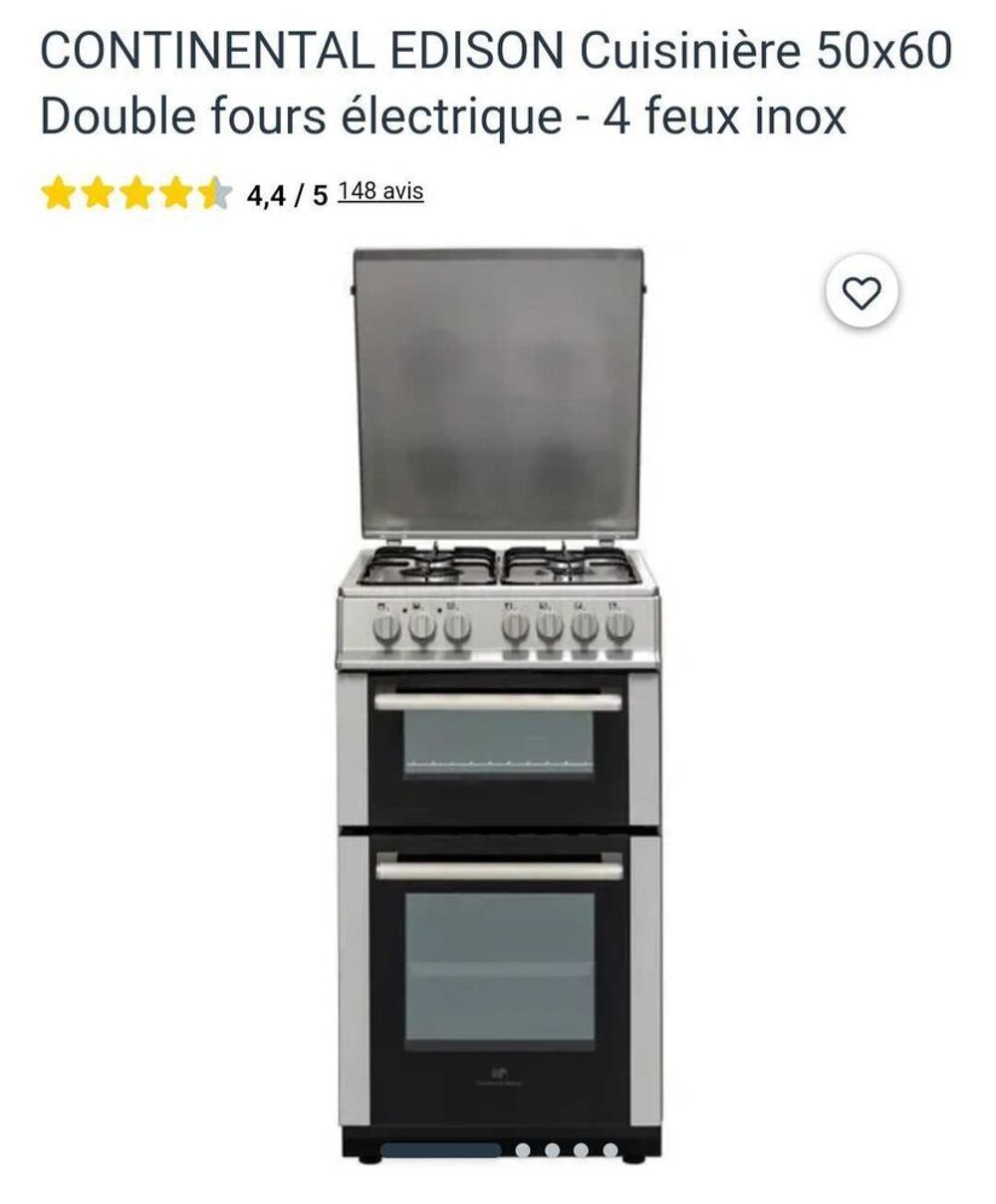 Gazini&egrave;re grise 4 feux, 2 fours &eacute;lectriques, bon &eacute;tat. Electroménager