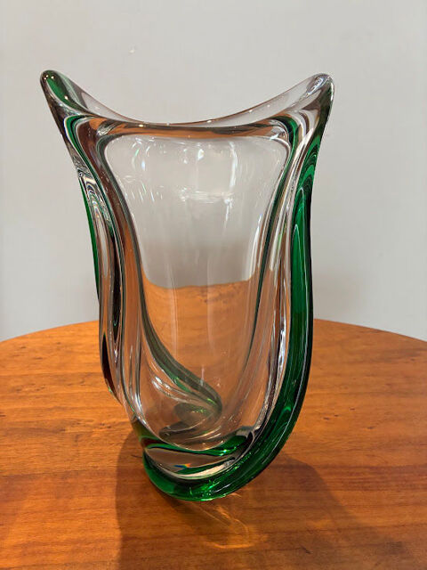 Grand vase torsadé cristal Saint-Louis signé Pescadoires (46)