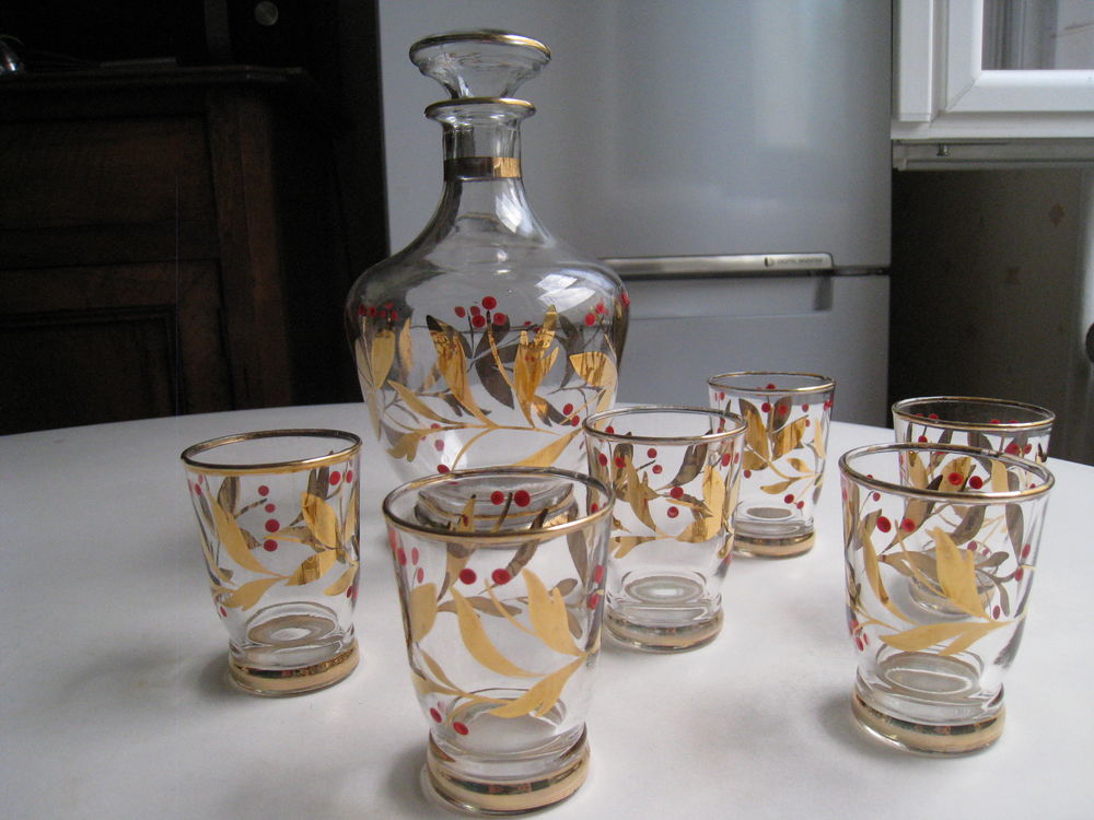 Carafe et 6 verres &agrave; porto vintage 1960 Cuisine