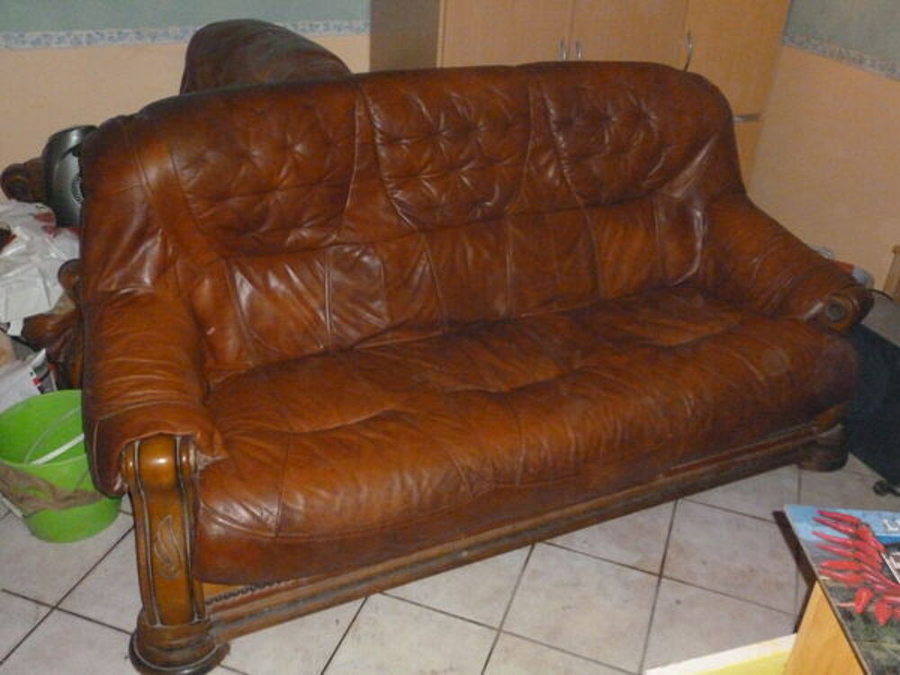 Banquette en cuir et ch&ecirc;ne Meubles
