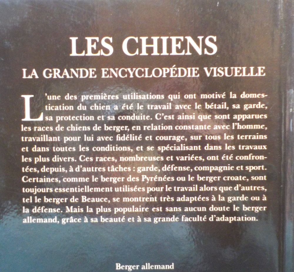 CHIENS DE BERGER Les chiens La grande encyclop&eacute;die visuelle Livres et BD
