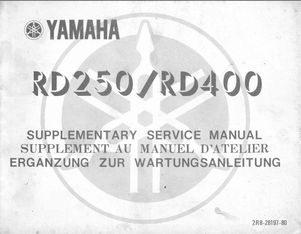 Manuels de r&eacute;paration Yamaha RD 