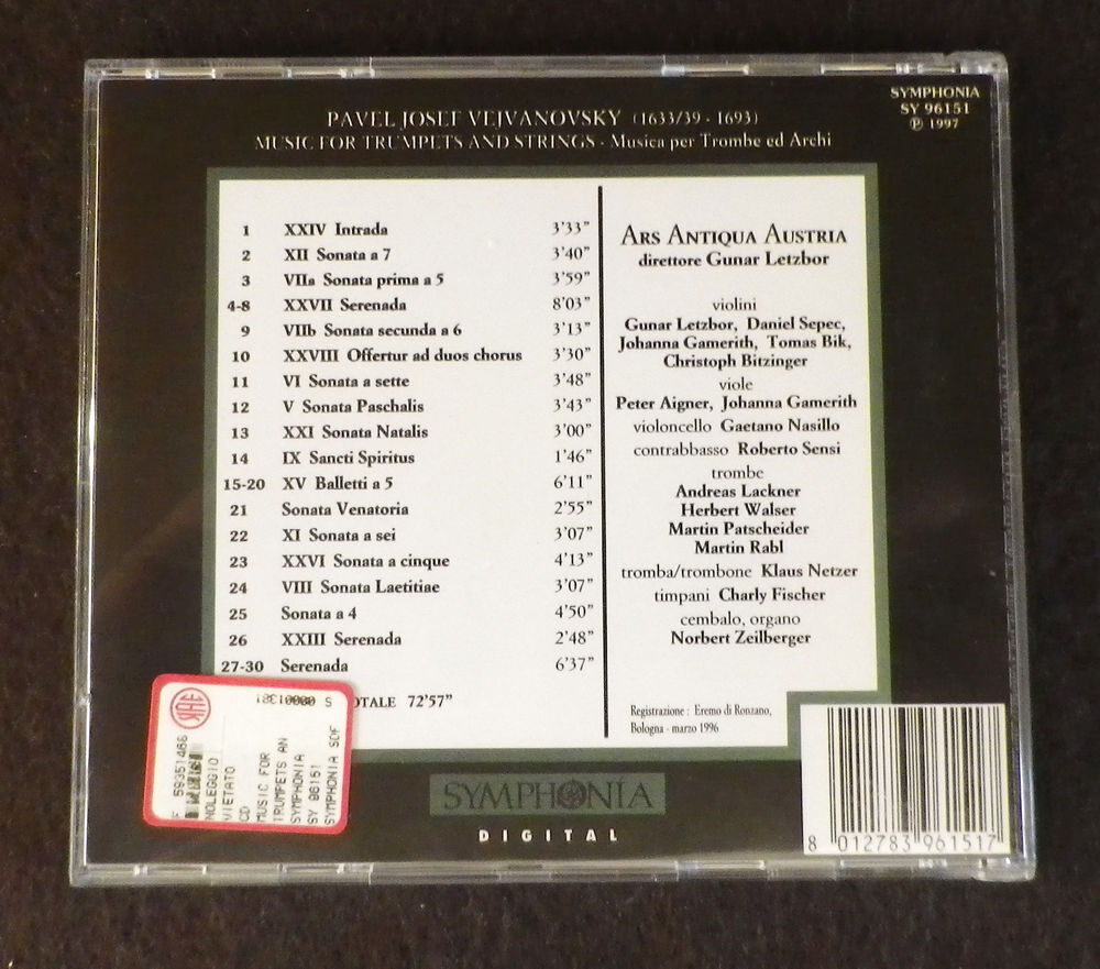 CD - Vejvanovsky - Musir for Trumpets and Strings CD et vinyles