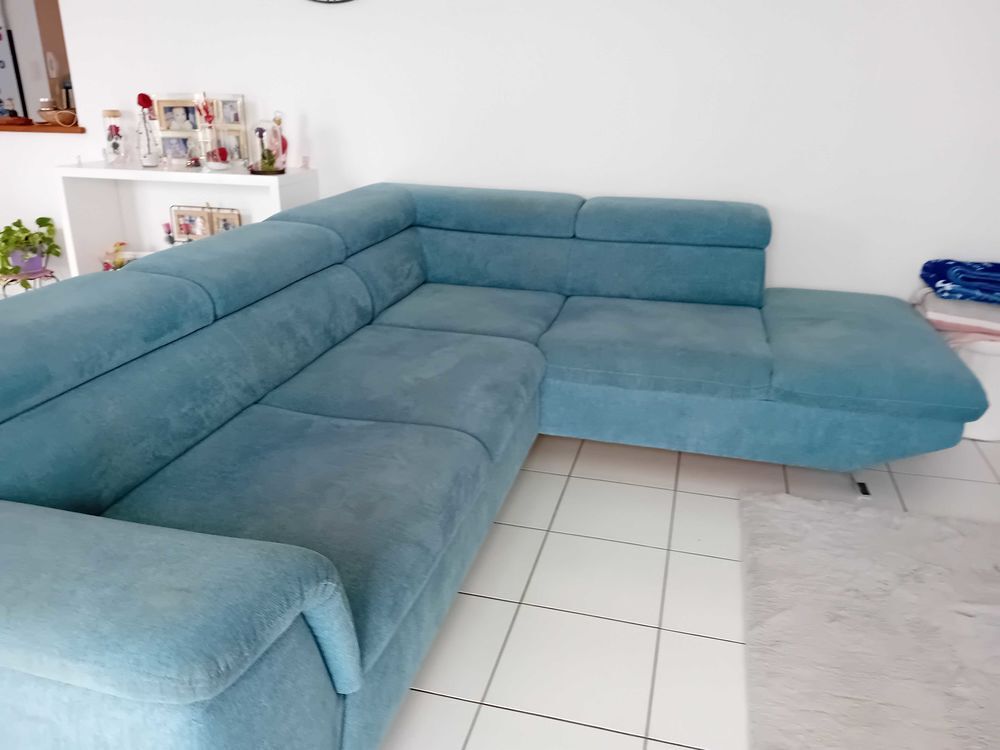 canap&eacute; d angle coloris bleu Meubles