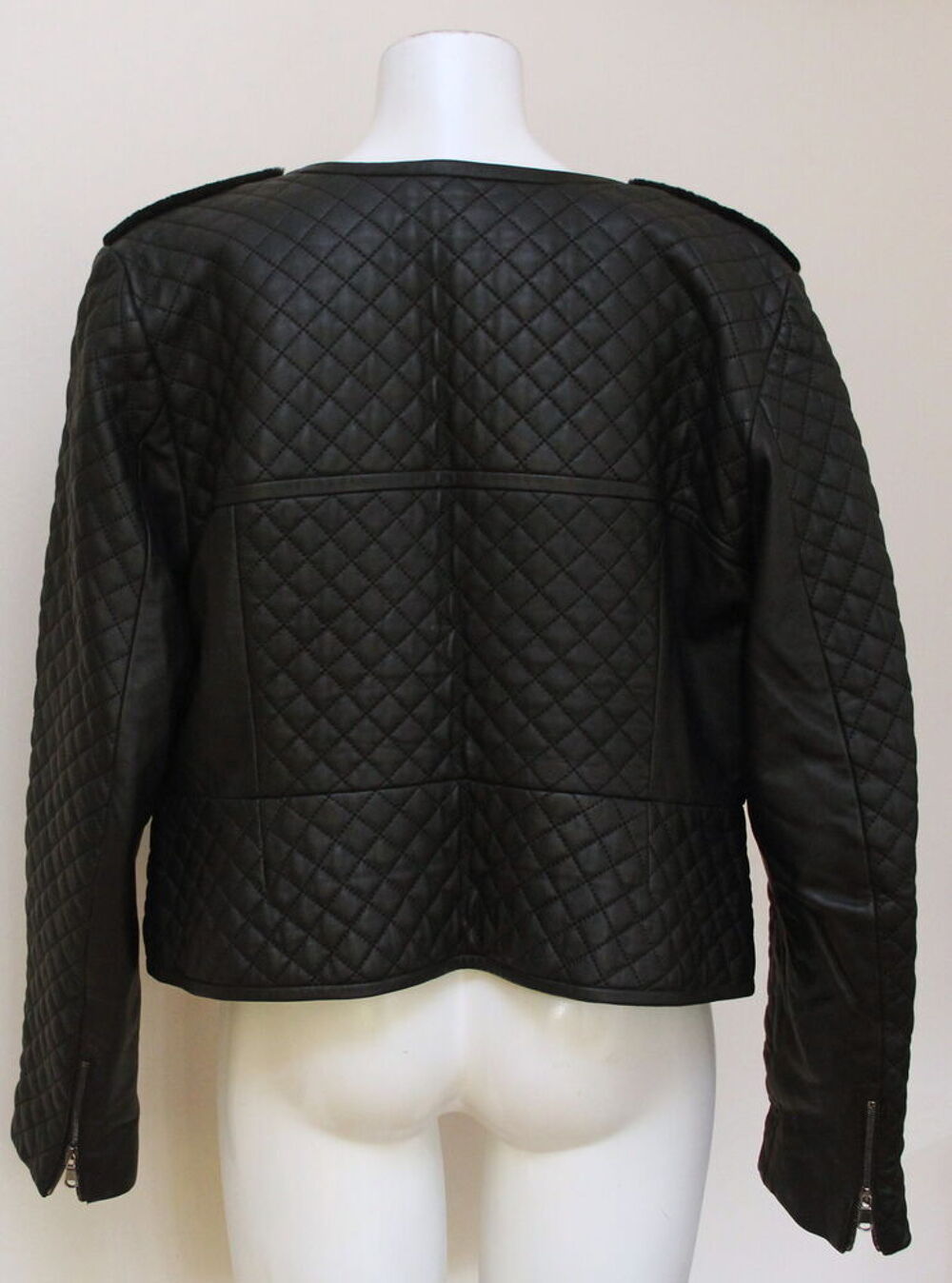 Veste cuir matelass&eacute; ZAPA T.XL (44/46) Vêtements