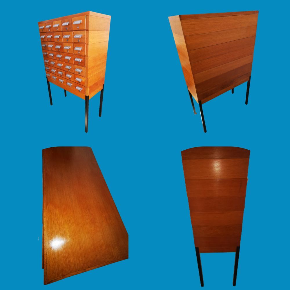 
Meuble de biblioth&egrave;que vintage 35 tiroirs en bois Meubles