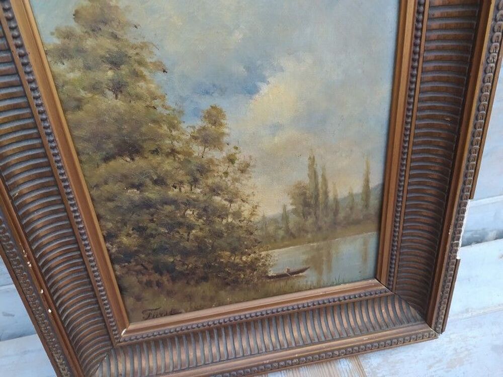 Tableau &Eacute;cole de Barbizon Paysage Lacustre sign&eacute; Furst Décoration