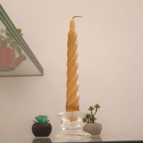 Bougeoir en verre moul� transparent translucide Vintage 7 Antony (92)