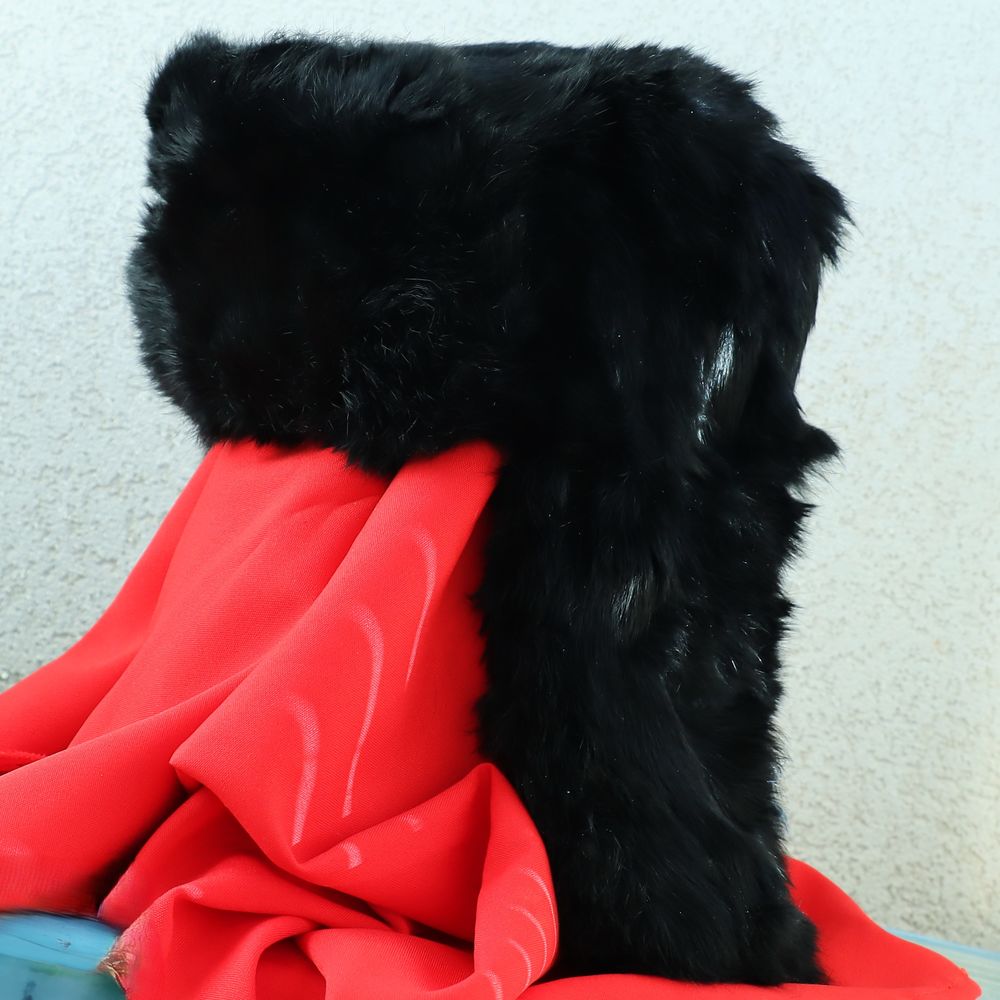 Chapka/Ouchanka Russe en peau de lapin noir. Vêtements