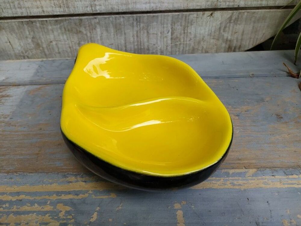 Coupe C&eacute;ramique Noir Jaune Vintage Style Chambost Dcoration
