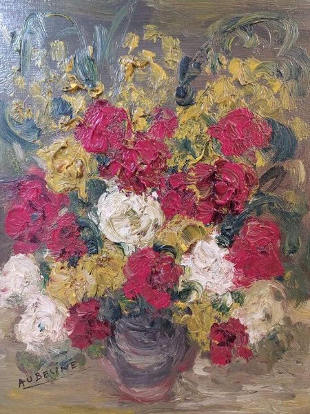 Tableau Bouquet de Fleurs Sign&eacute; Décoration
