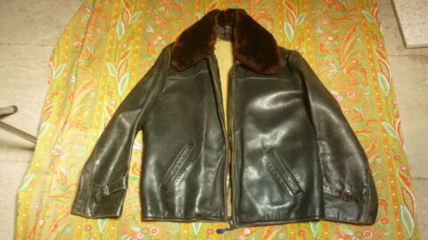 Blouson cuir noir - moto/aviateur + canadienne cuir 1960. 0 Verg�ze (30)