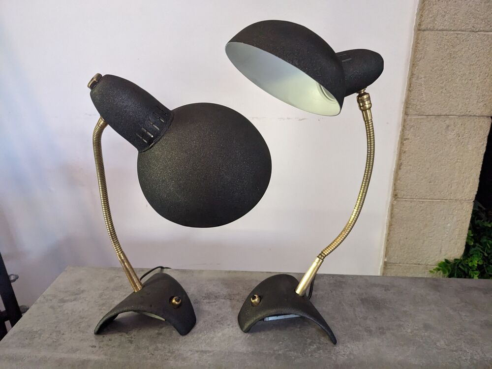 Paire de 2 lampes de bureau articul&eacute;es de Jean Boris Lacroix Décoration