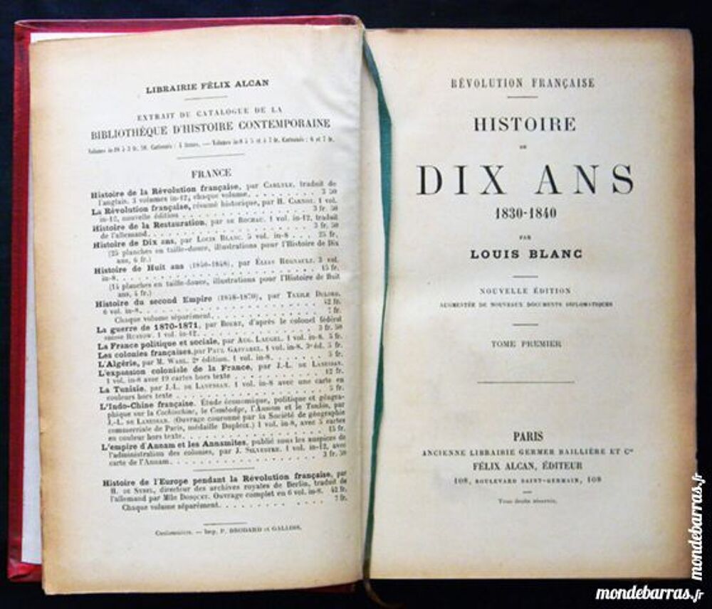Histoire de Dix Ans par Louis Blanc Livres et BD